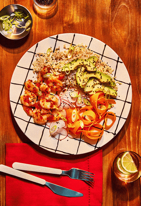 An animated recording of a colourful spread of Gousto recipe dishes